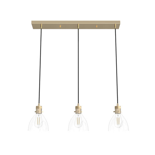 Van Nuys 3 Light 30 inch Alturas Gold Linear Cluster Pendant Ceiling Light