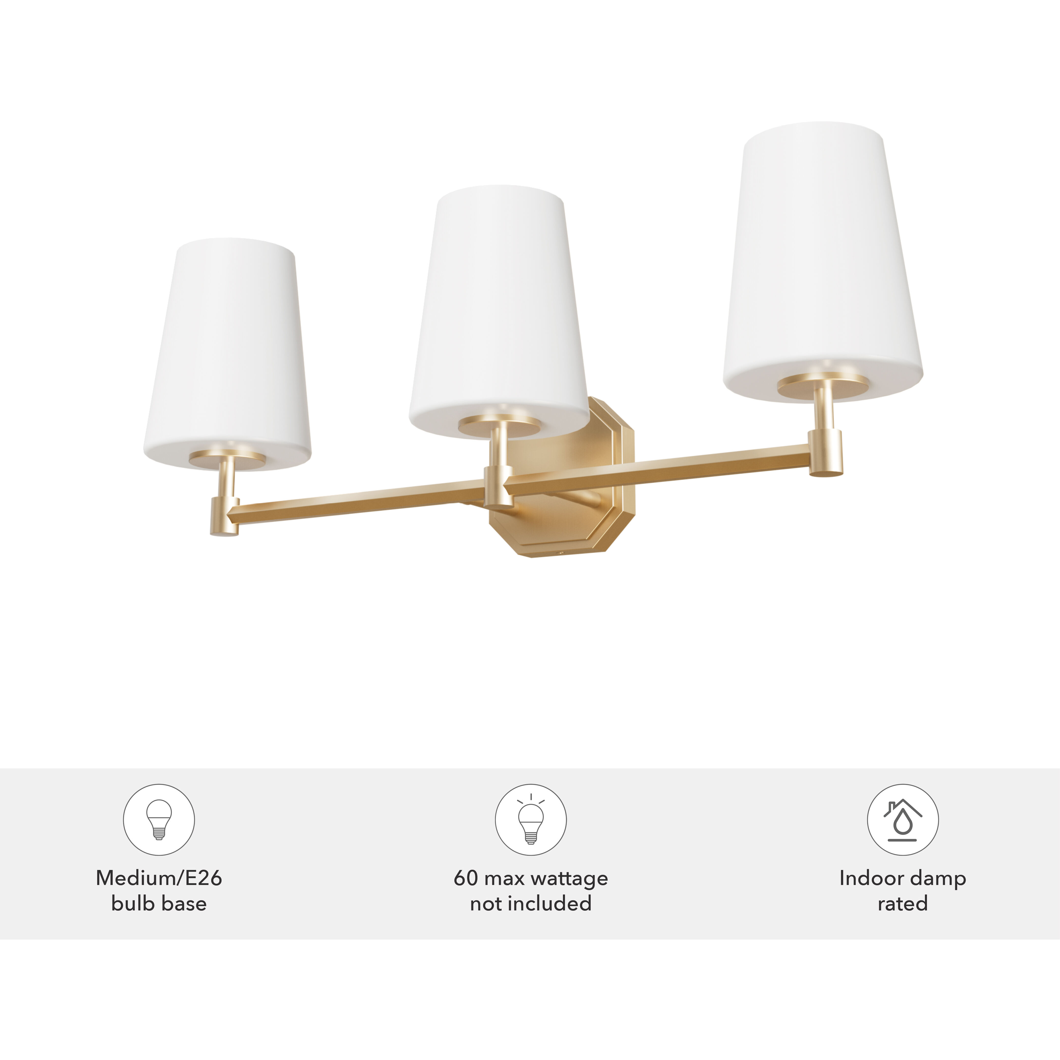 Nolita 3 Light 24.5 inch Alturas Gold Vanity Light Wall Light