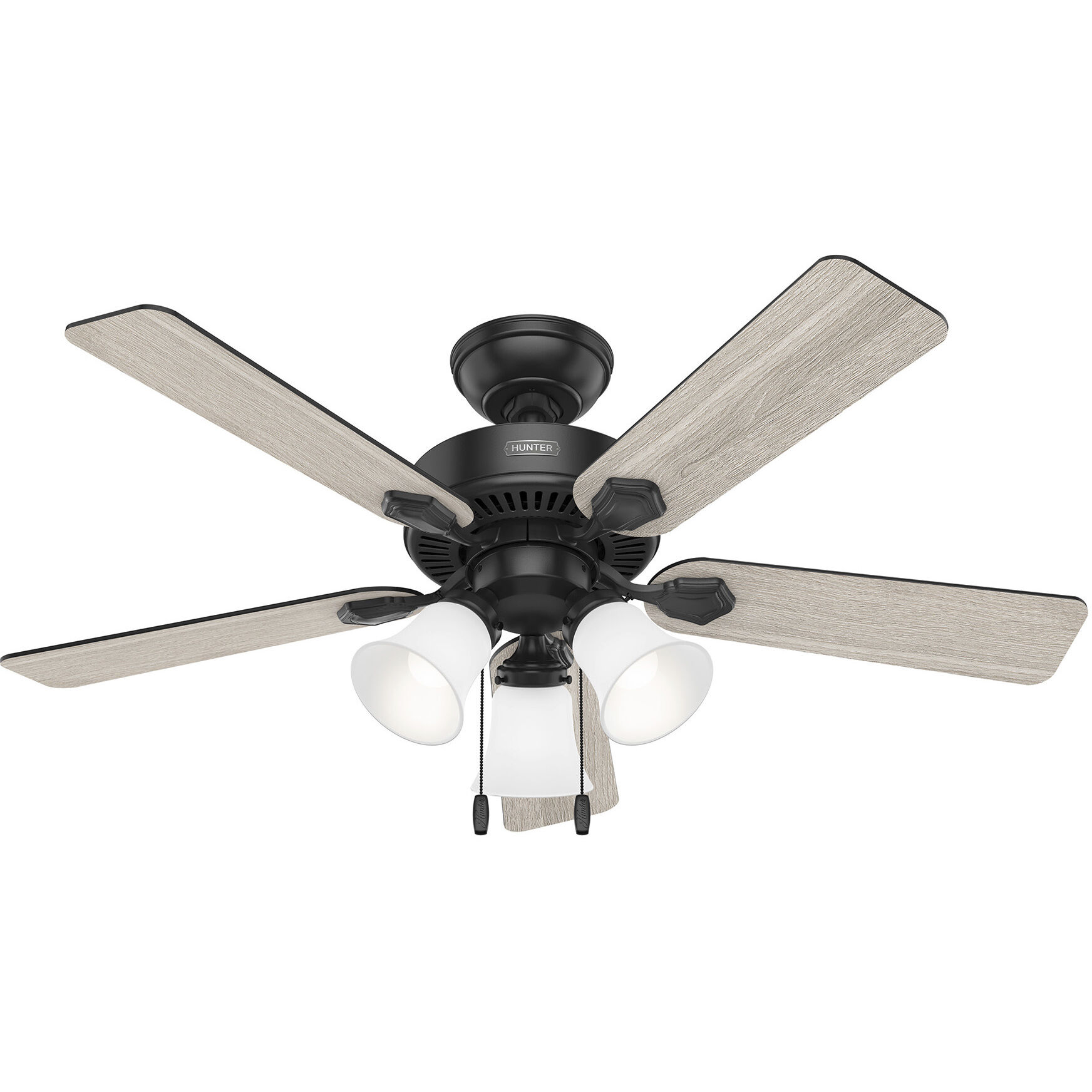 Swanson 44 inch Matte Black with Matte Black/Light Gray Oak Blades Ceiling Fan