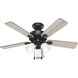 Swanson 44 inch Matte Black with Matte Black/Light Gray Oak Blades Ceiling Fan