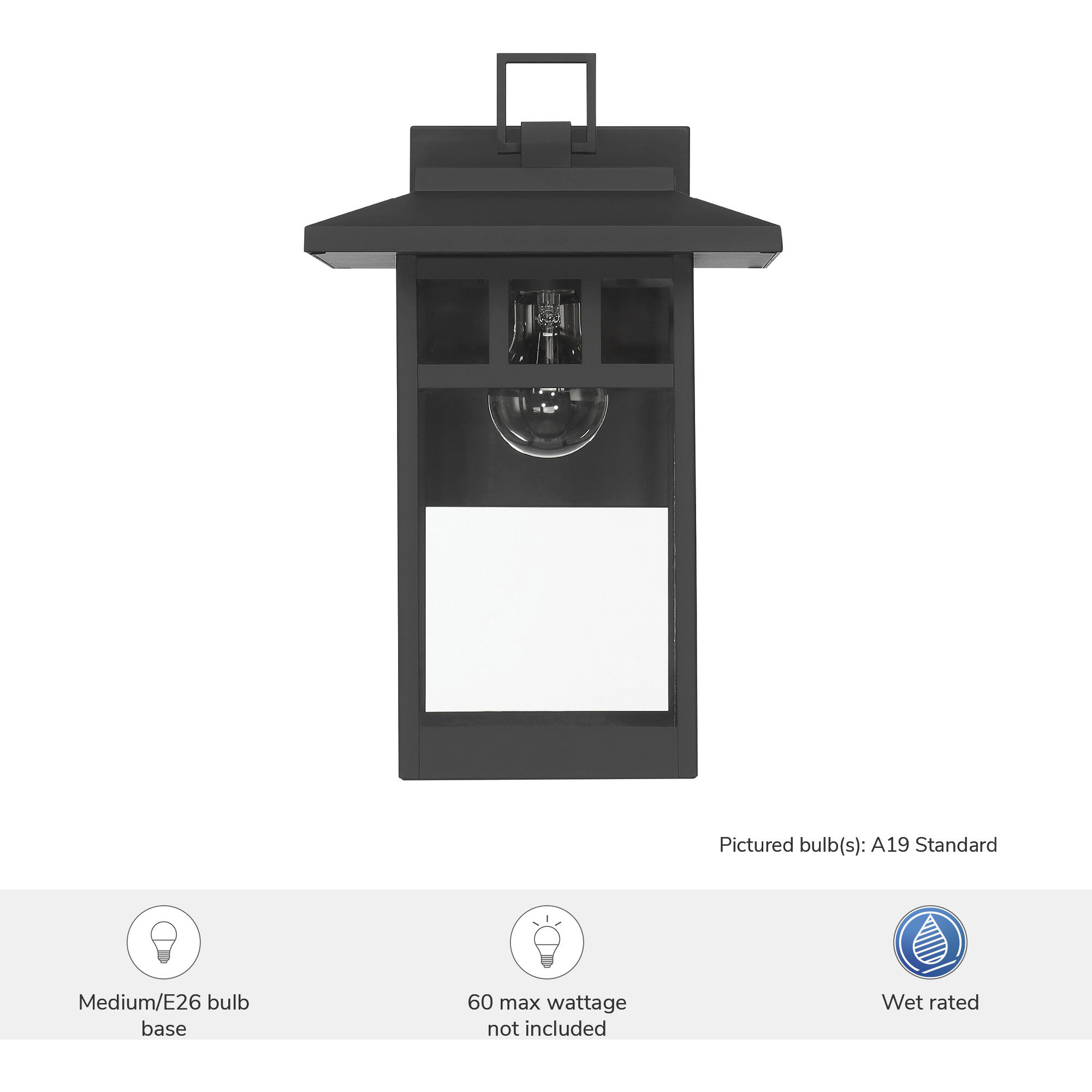 Yancy House 1 Light 14 inch Matte Black Outdoor Wall Light, Medium