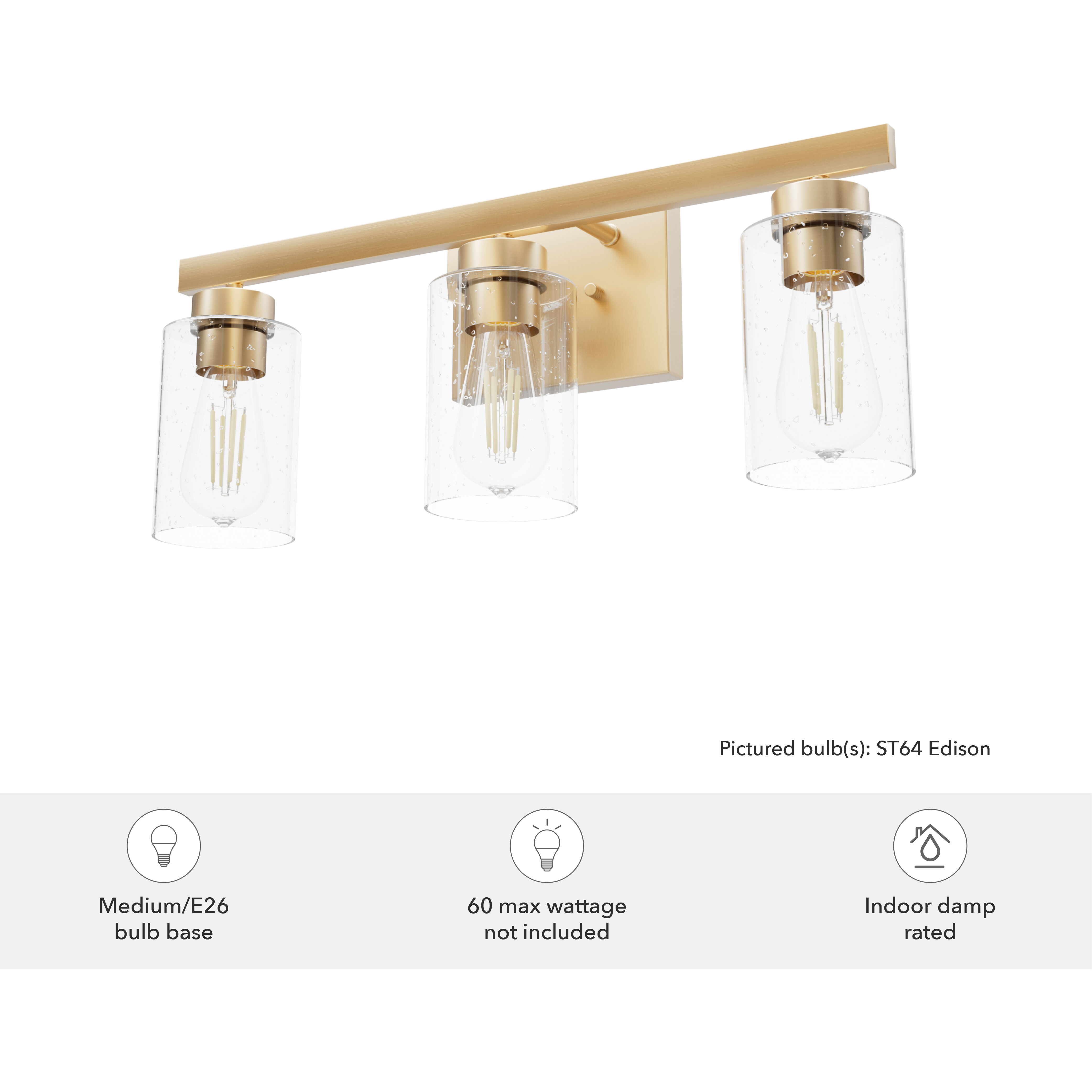 Hartland 3 Light 22 inch Alturas Gold Vanity Light Wall Light, Medium