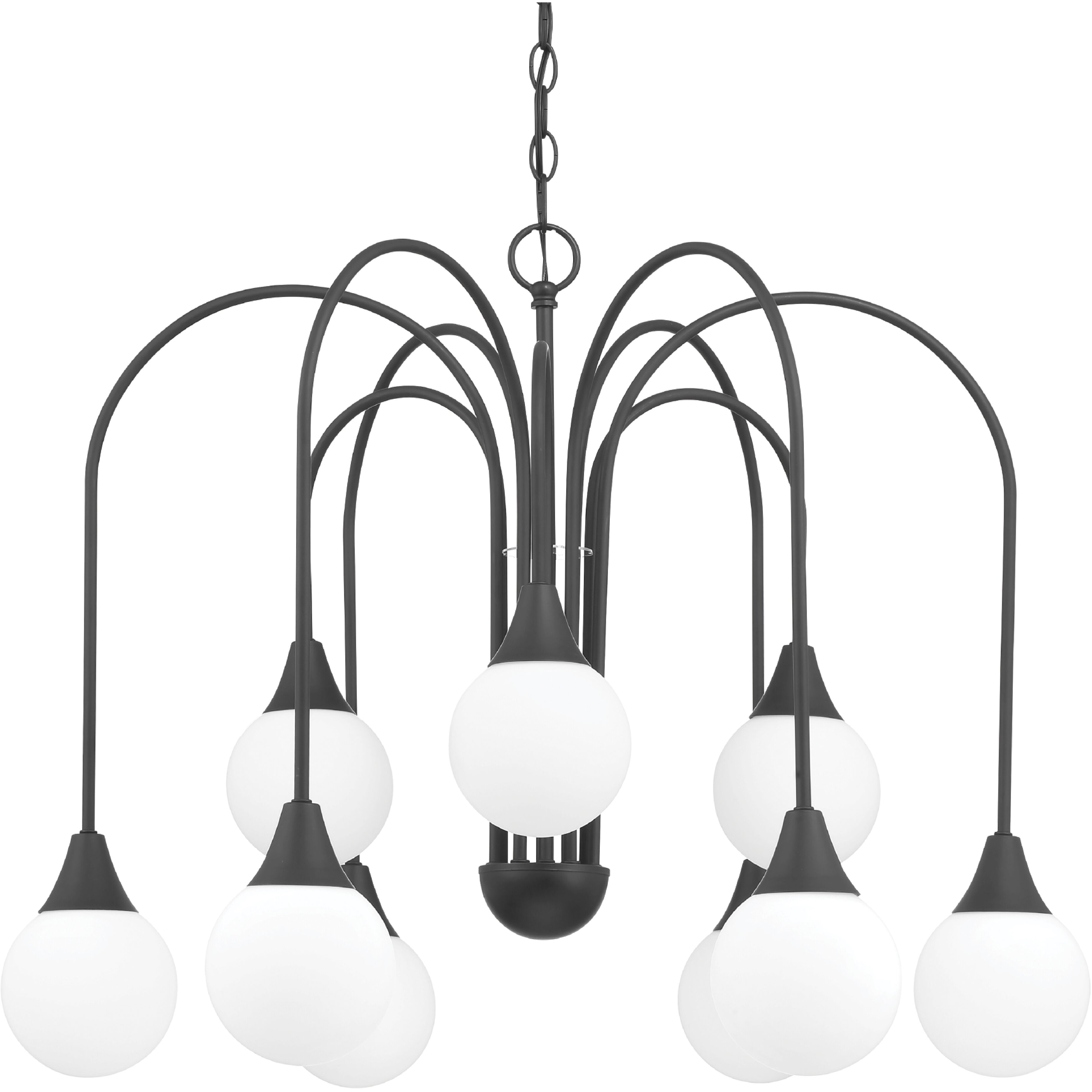 Valadon 9 Light 30 inch Matte Black Chandelier Ceiling Light, Large