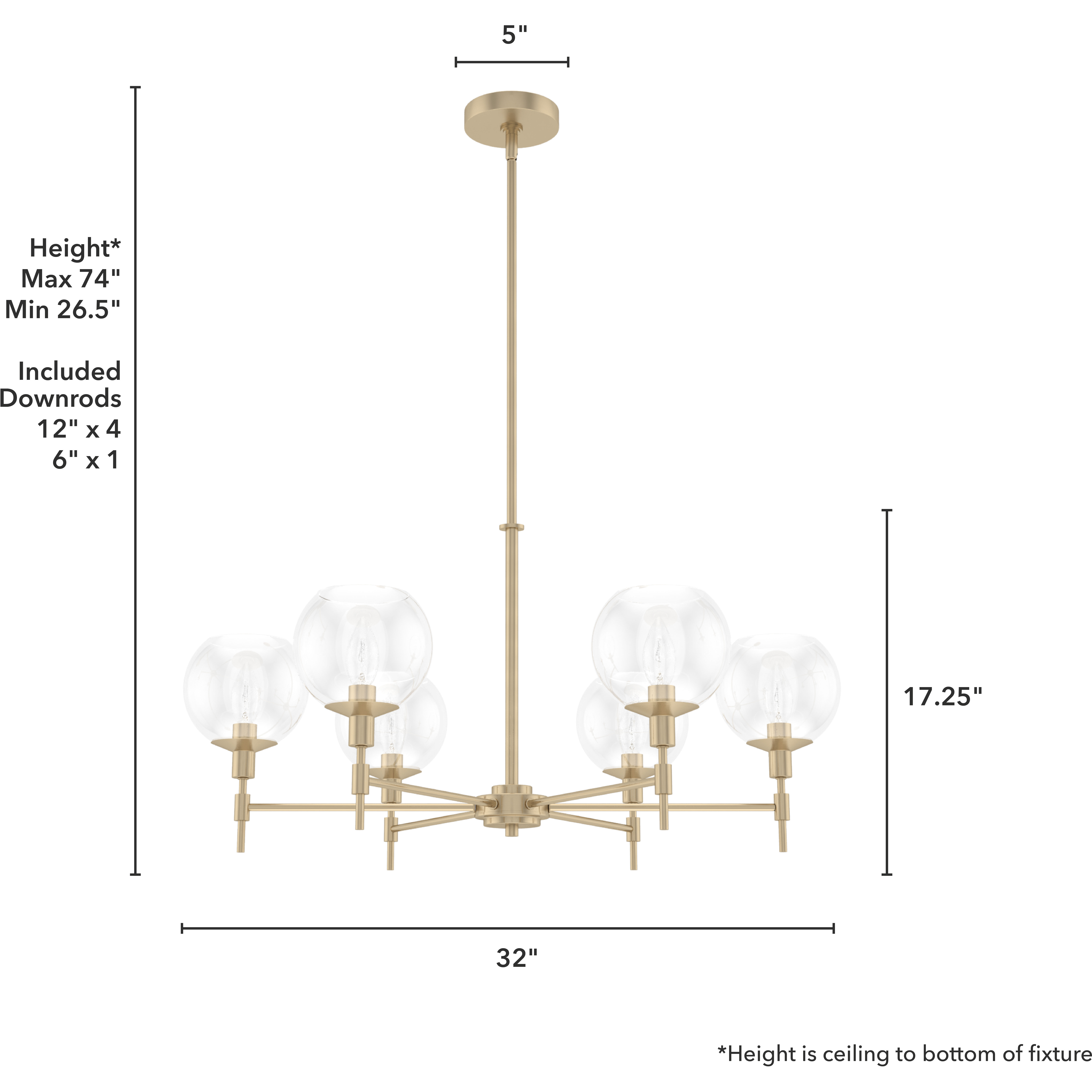 Xidane 6 Light 32 inch Alturas Gold Chandelier Ceiling Light
