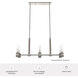 River Mill 6 Light 36.5 inch Brushed Nickel and Gray Wood Linear Chandelier Ceiling Light