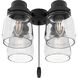 Original 4 Light Matte Black Fan Fitter and Glass