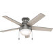 Anslee 46 inch Matte Silver with Light Gray Oak/Greyed Walnut Blades Ceiling Fan, Low Profile