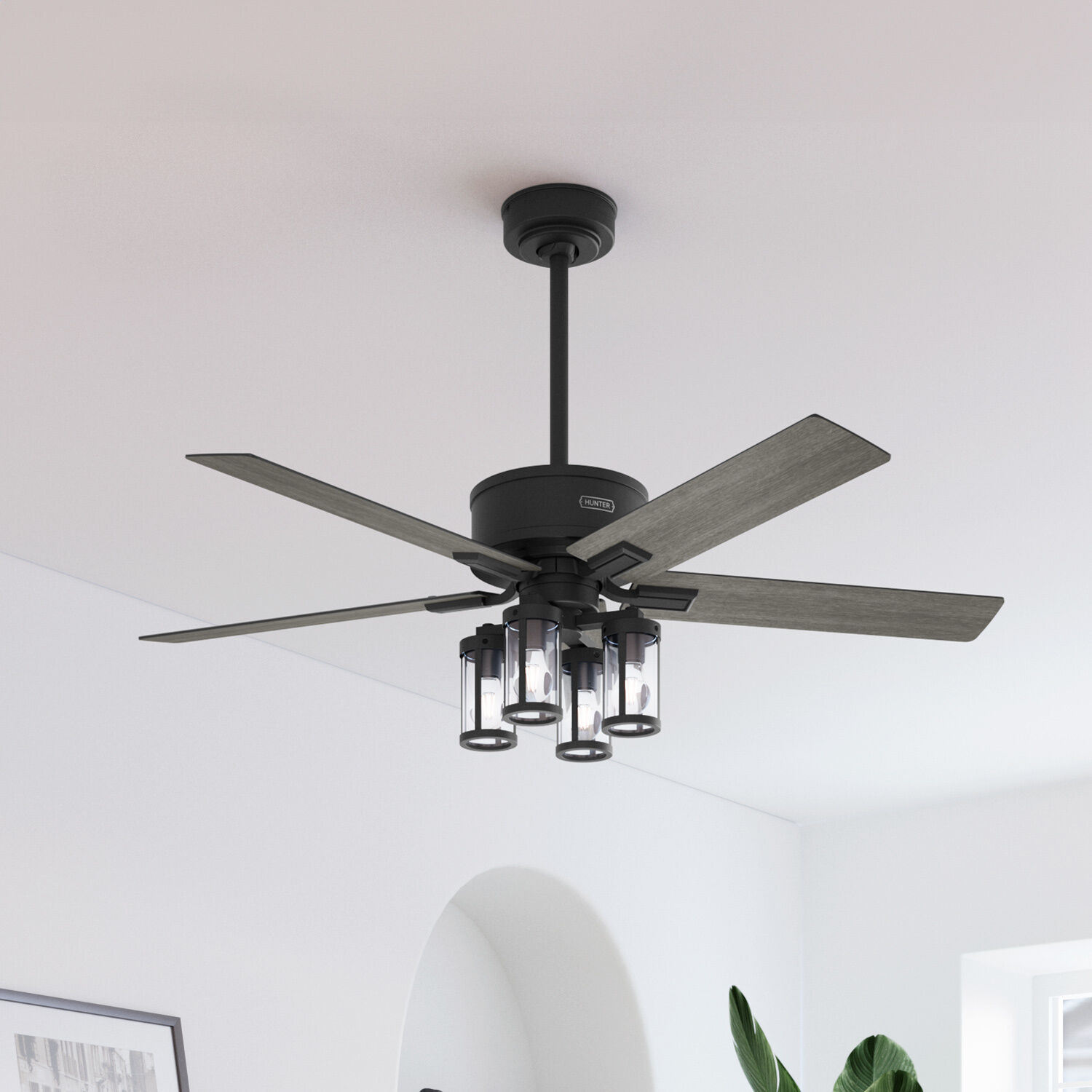 Astwood II 52 inch Matte Black with Dark Gray Oak and Matte Black Blades Ceiling Fan