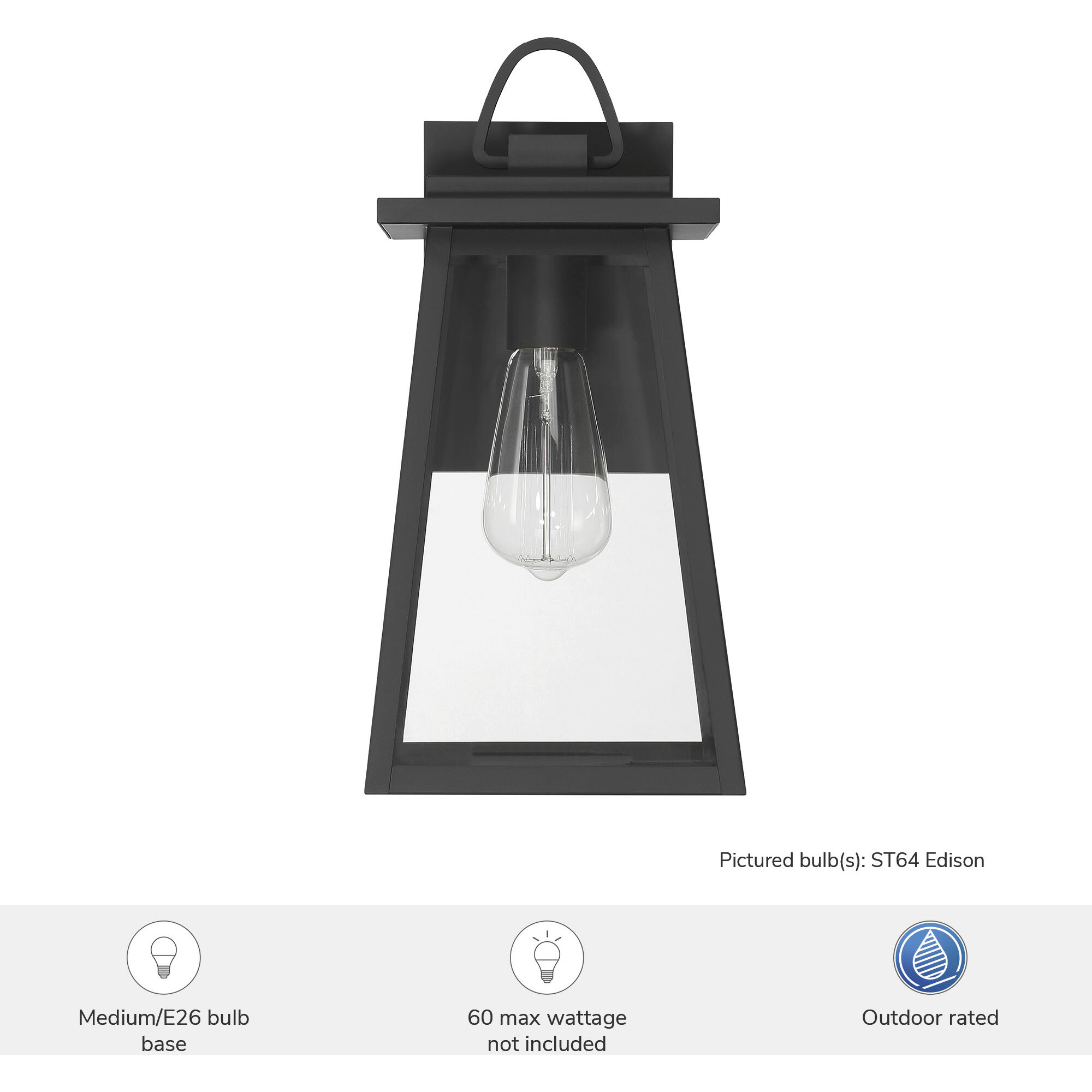 Ivory Dusk 1 Light 14 inch Matte Black Outdoor Wall Light, Medium