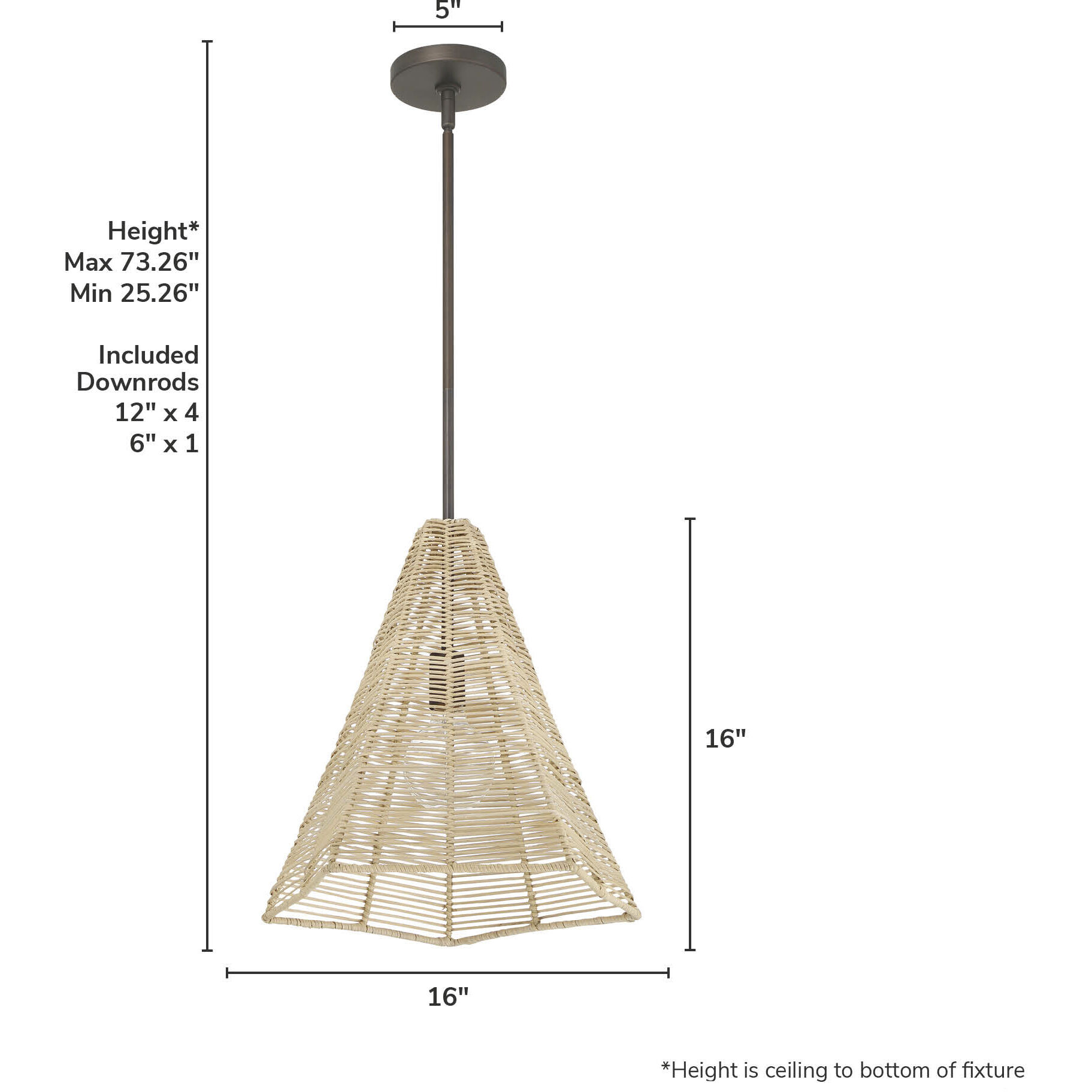 Comet 1 Light 16 inch Matte Bronze Pendant Ceiling Light, Large