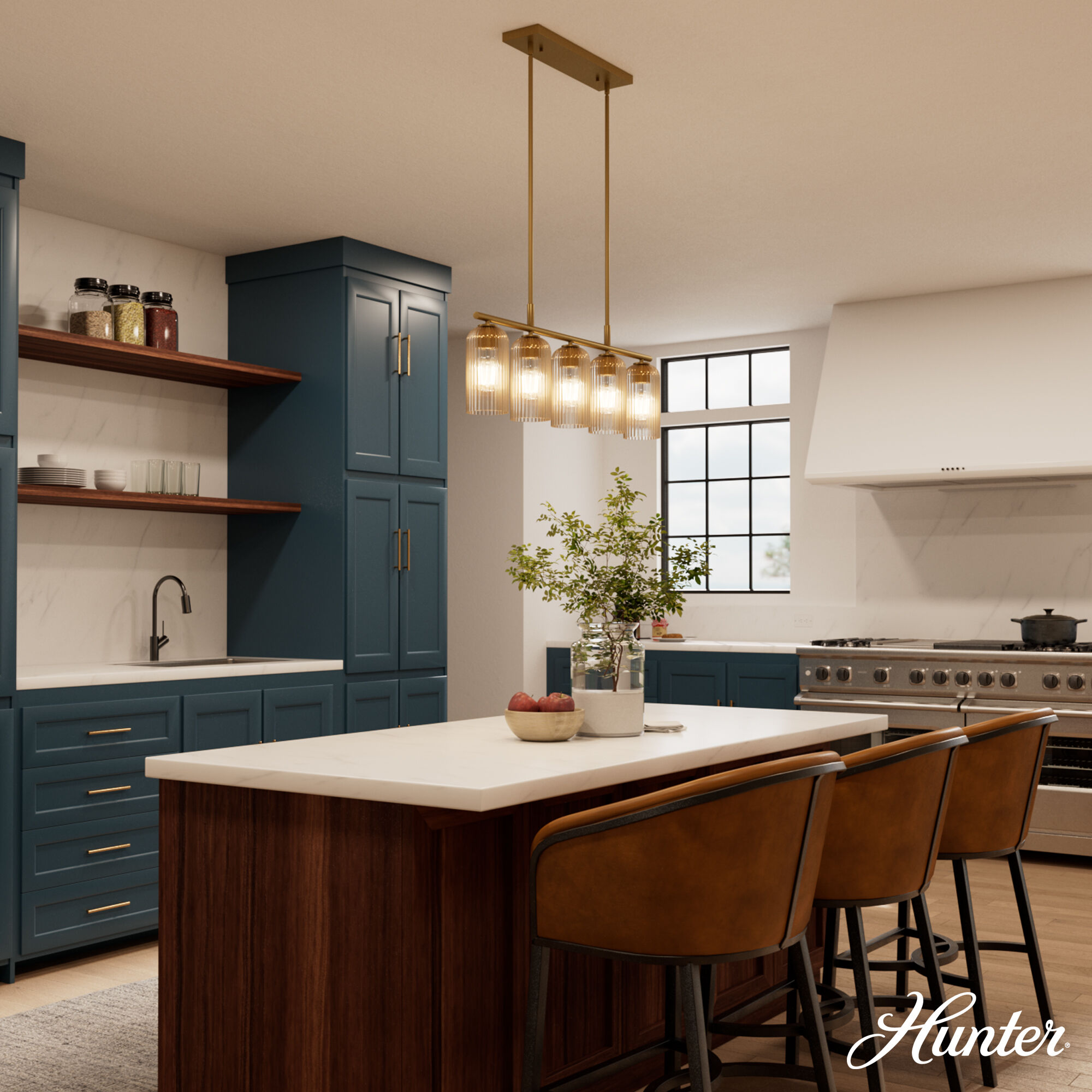 Beverly Glen 5 Light 36.5 inch Luxe Gold Linear Chandelier Ceiling Light, Medium