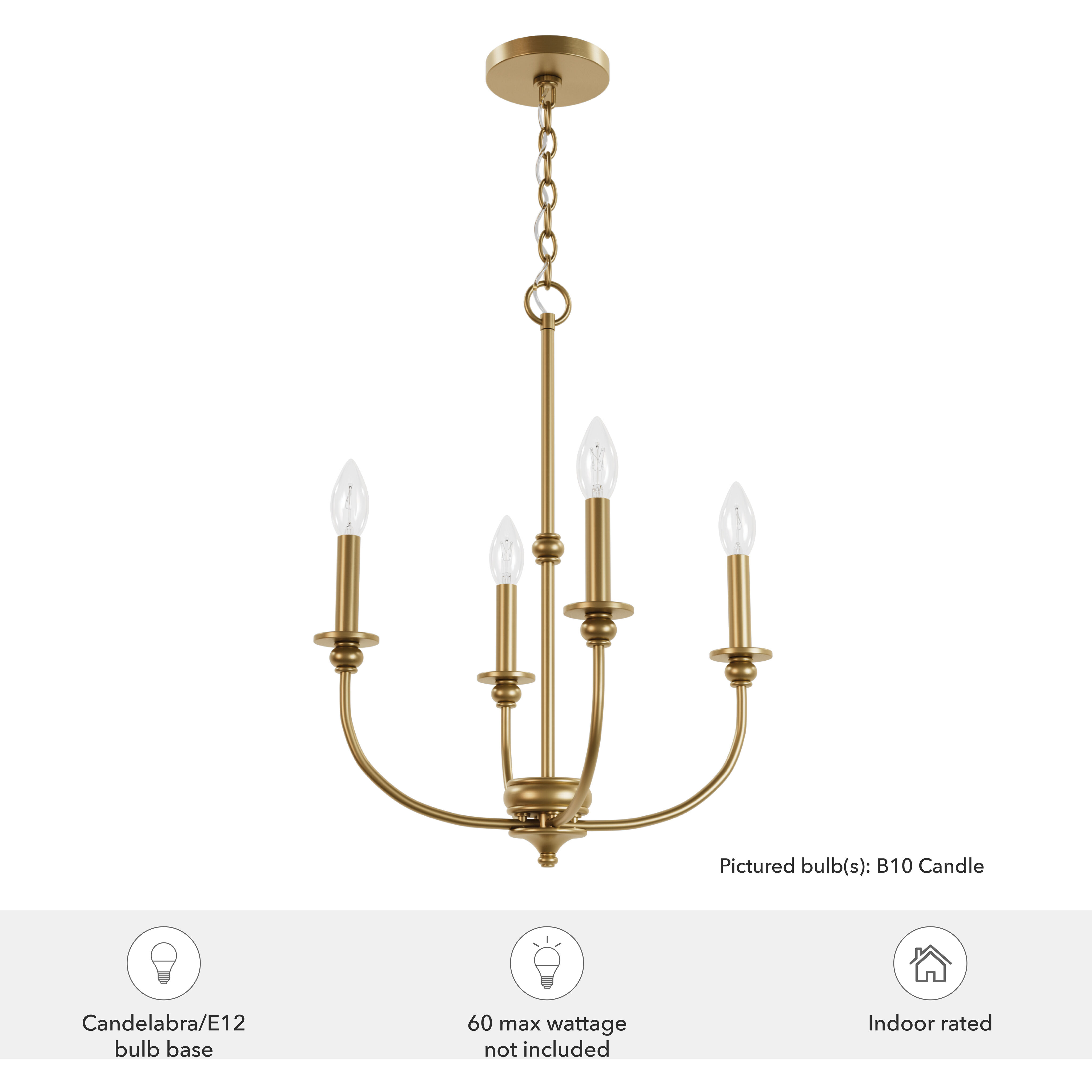 Southcrest 4 Light 18 inch Luxe Gold Chandelier Ceiling Light
