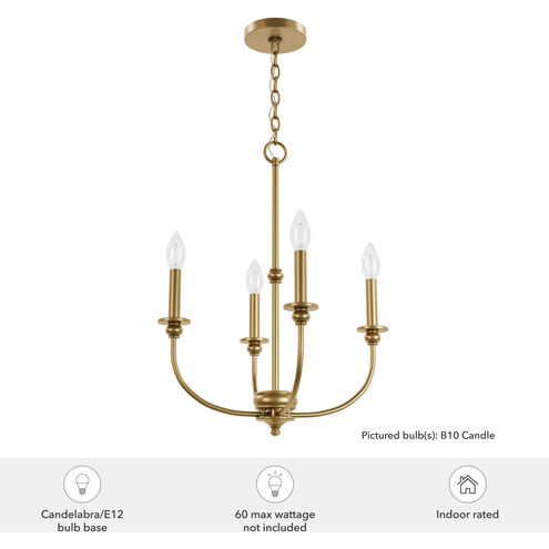 Southcrest 4 Light 18 inch Luxe Gold Chandelier Ceiling Light