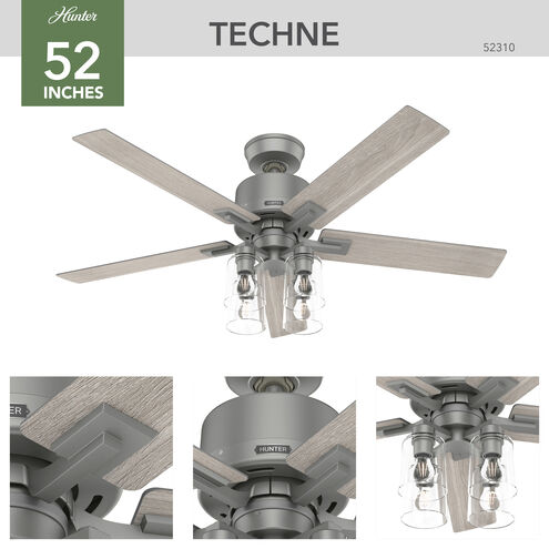 Techne 52 inch Matte Silver with Light Gray Oak Blades Ceiling Fan
