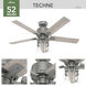 Techne 52 inch Matte Silver with Light Gray Oak Blades Ceiling Fan