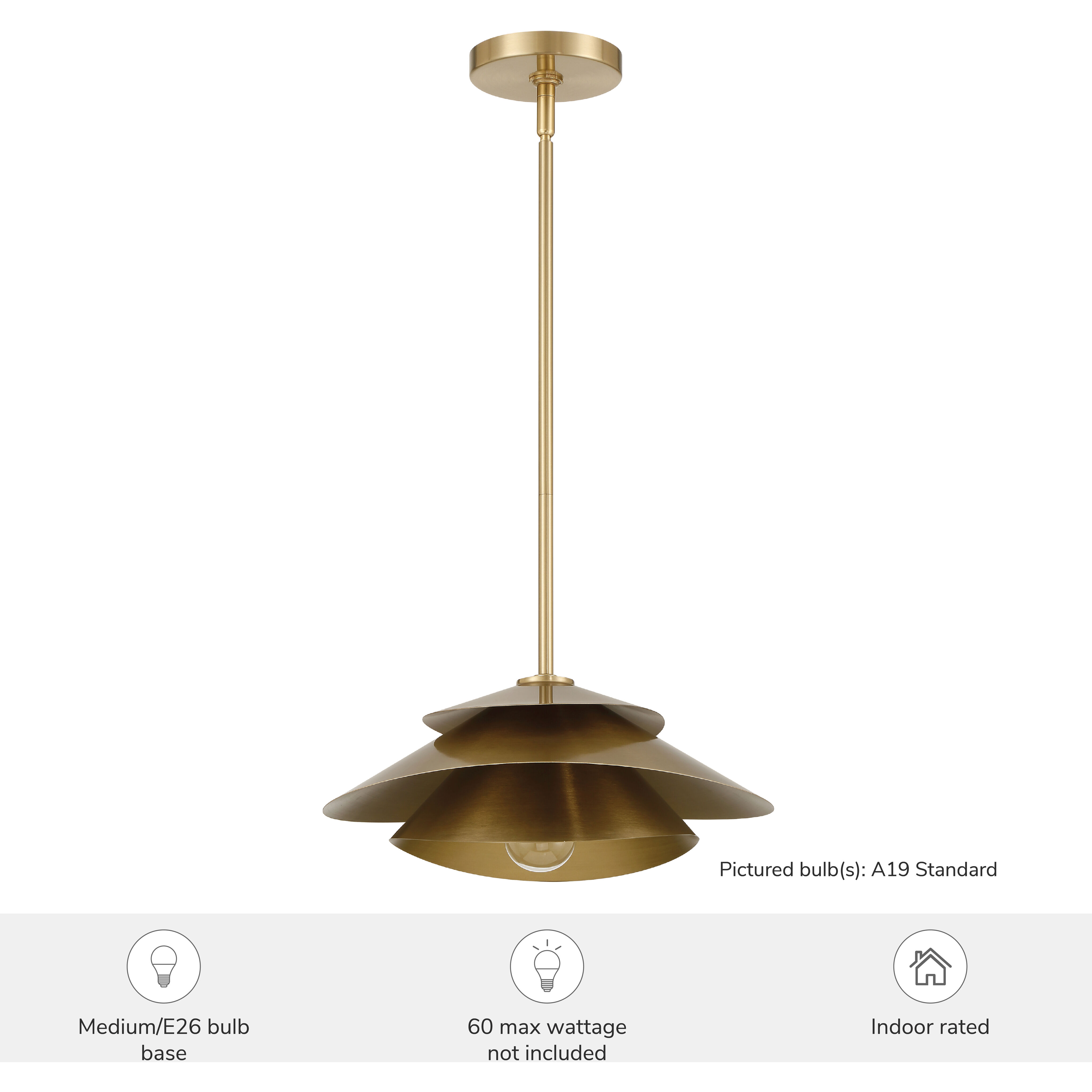 Hiro 1 Light 12.75 inch Alturas Gold Pendant Ceiling Light, Large