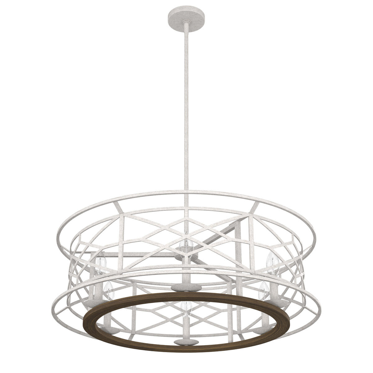 Langwood 6 Light 30 inch Distressed White and Chestnut Chandelier Ceiling Light