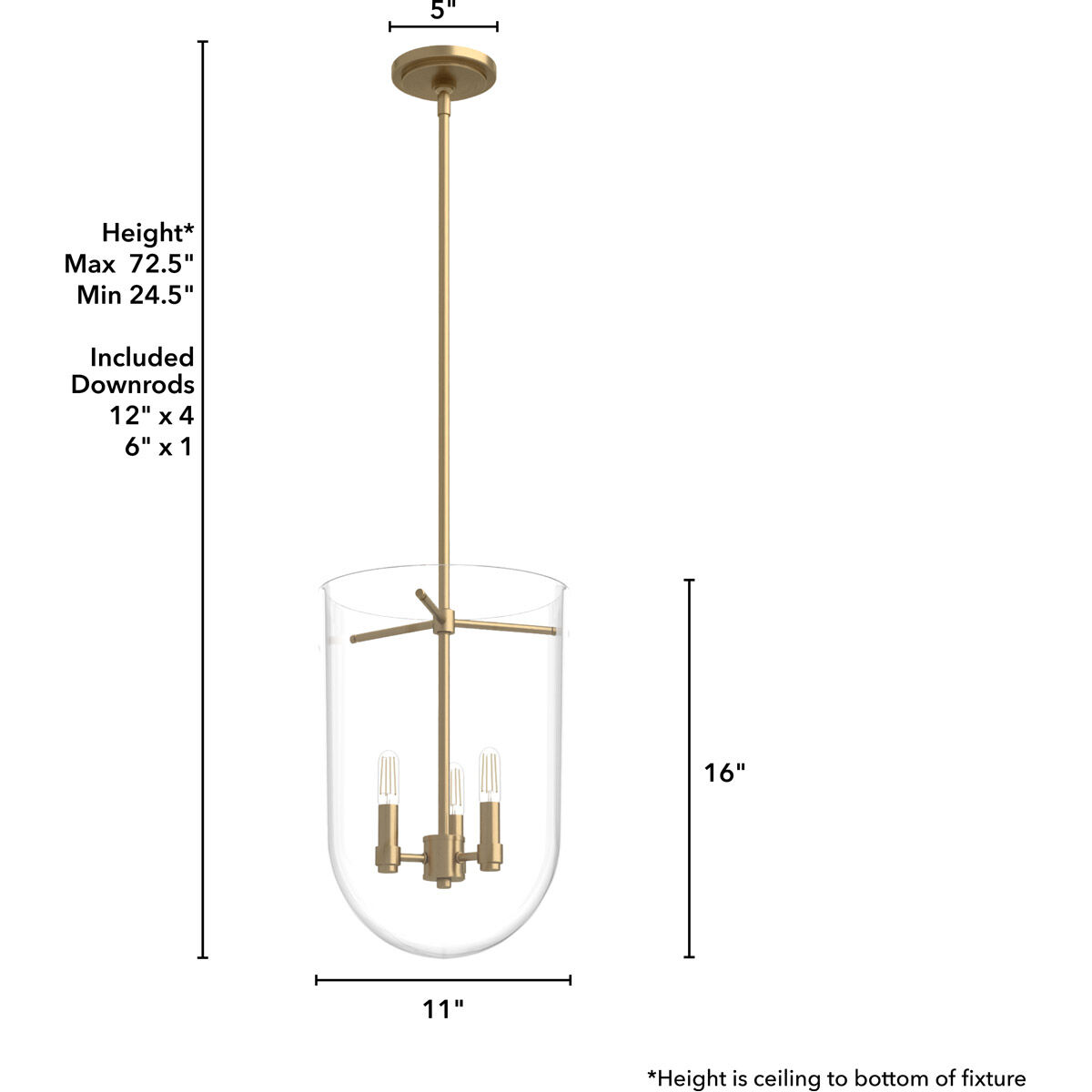 Sacha 3 Light 11 inch Alturas Gold Pendant Ceiling Light