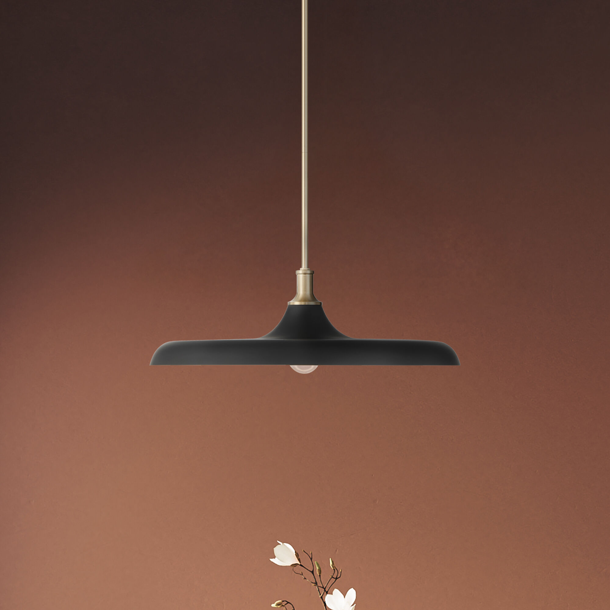 Moriso 1 Light 22 inch Matte Black and Modern Brass Pendant Ceiling Light, Large