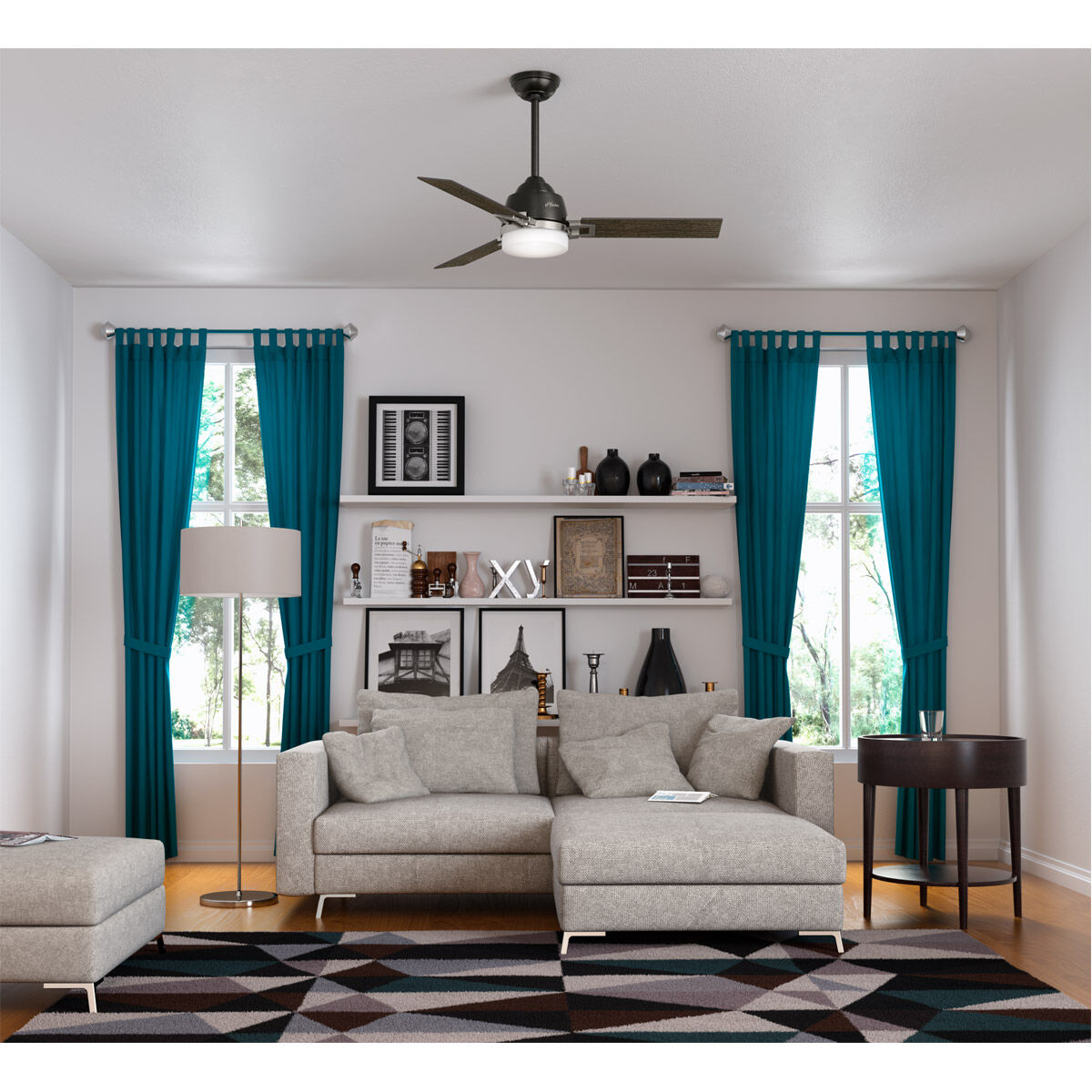 Leoni 48 inch Noble Bronze with Black Oak Grain/Dark Walnut Blades Ceiling Fan