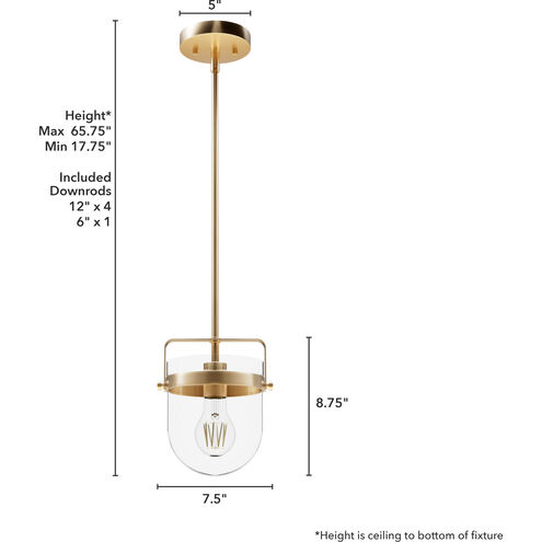 Karloff 1 Light 7.5 inch Alturas Gold Pendant Ceiling Light