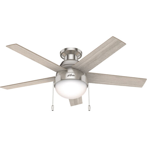 Anslee 46 inch Brushed Nickel with Light Gray Oak/Natural Wood Blades Ceiling Fan