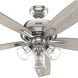 Dondra 60 inch Brushed Nickel with Light Gray Oak Blades Ceiling Fan