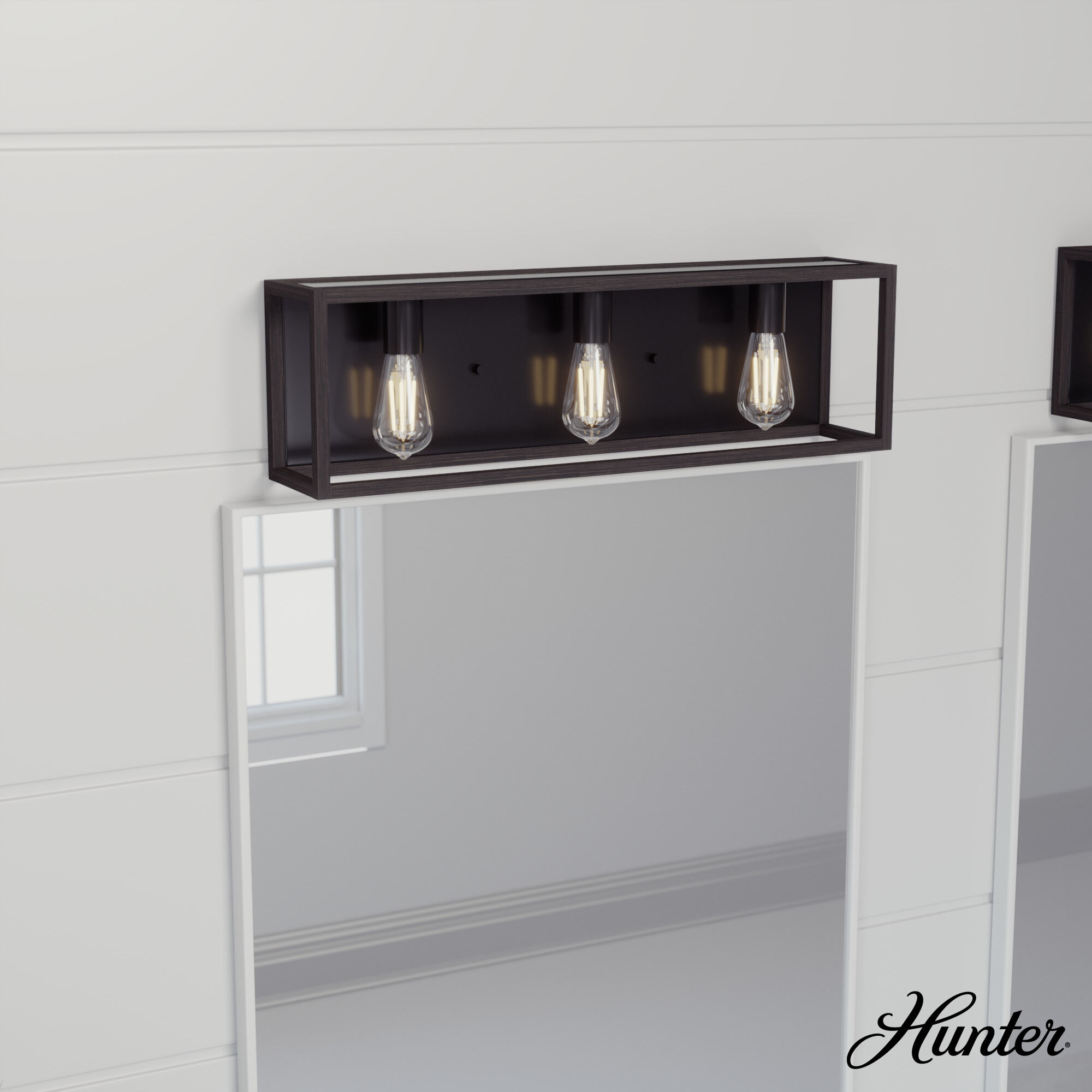 Squire Manor 3 Light 25 inch Matte Black Vanity Light Wall Light