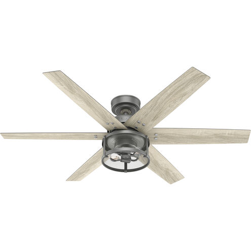 Houston 52 inch Matte Silver with Light Grey Oak Blades Ceiling Fan