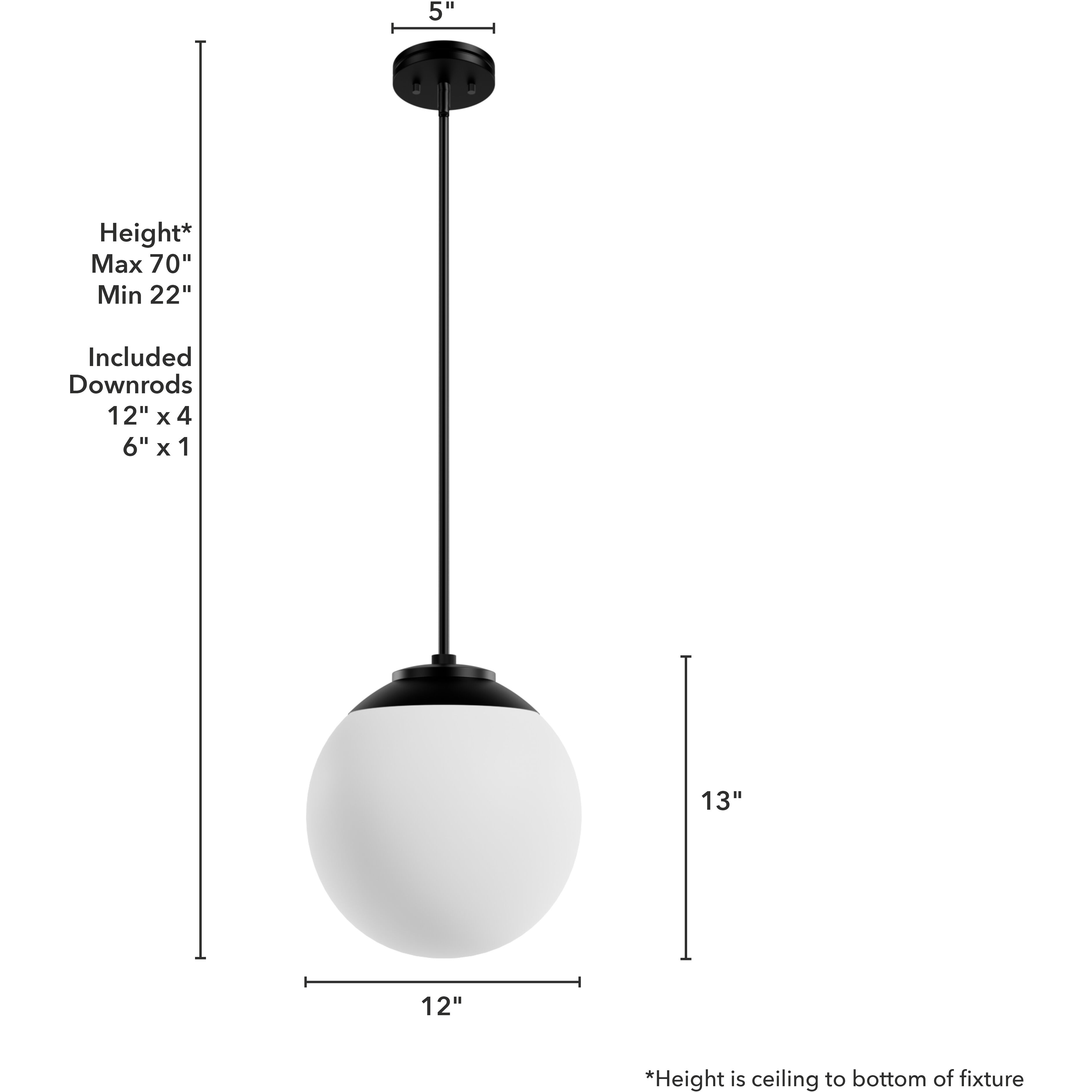 Hepburn 1 Light 12 inch Matte Black Pendant Ceiling Light, Medium
