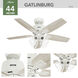 Gatlinburg 44 inch Matte White with Light Oak/Fresh White Blades Ceiling Fan