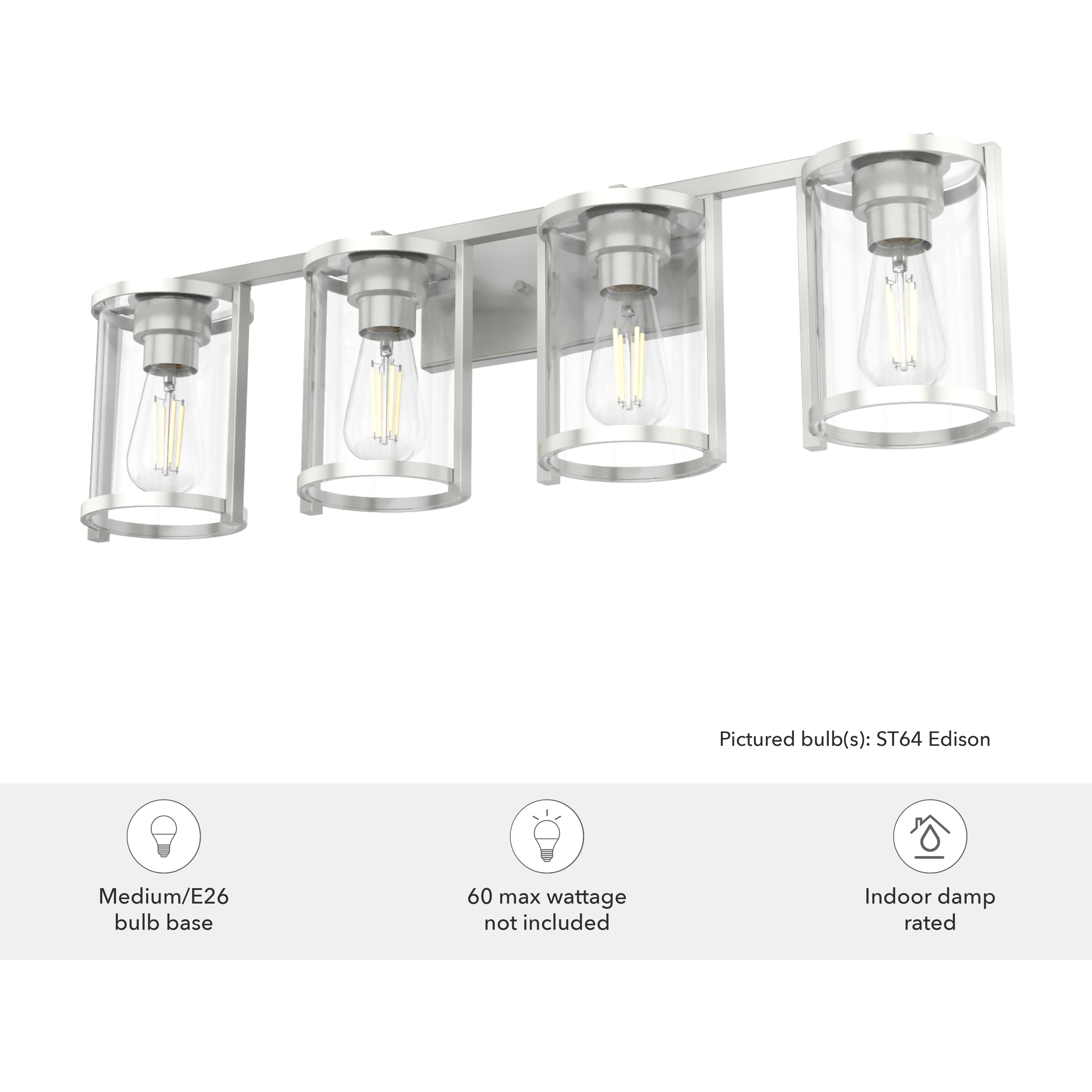 Astwood 4 Light 33.25 inch Brushed Nickel Vanity Light Wall Light