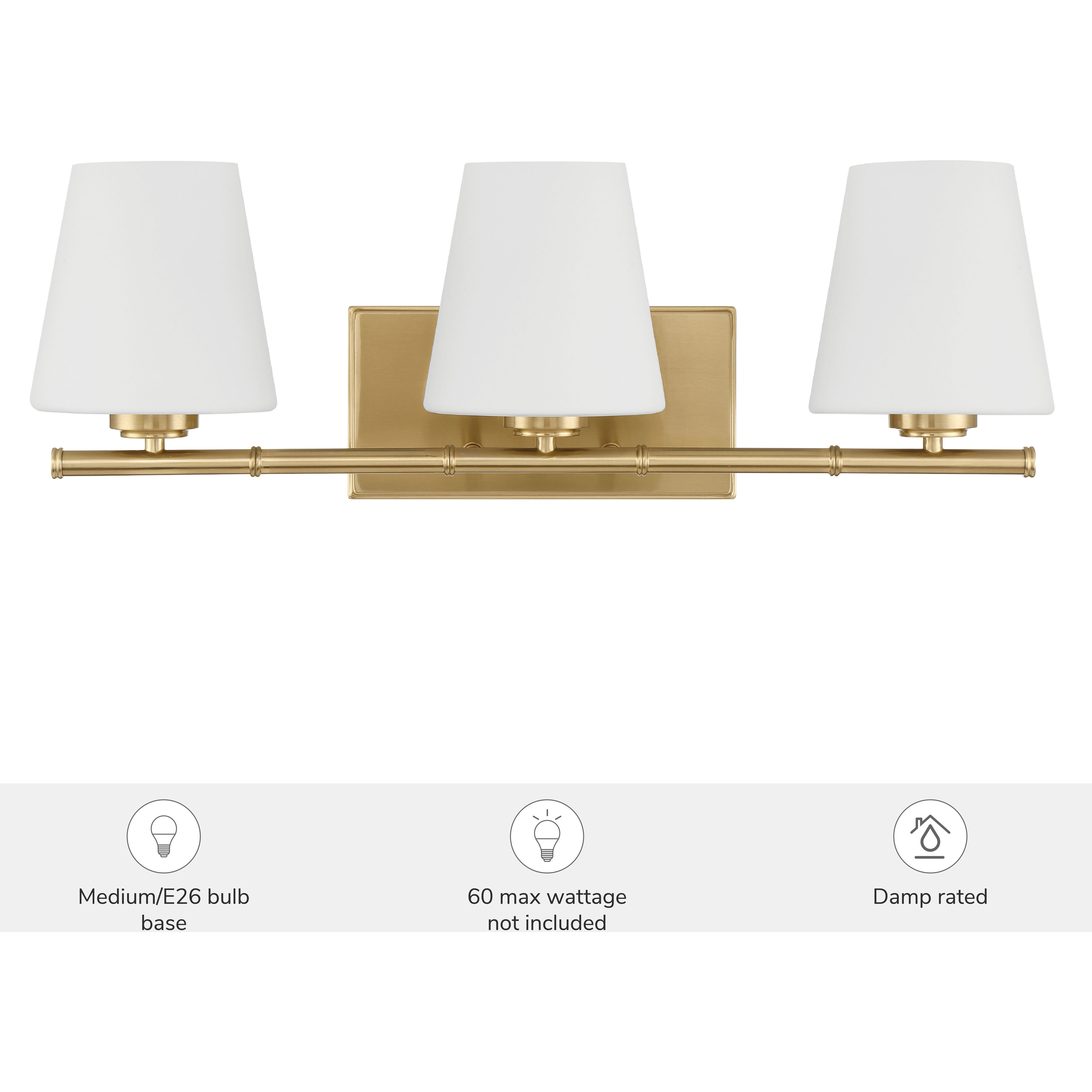 Fauna Grove 3 Light 25 inch Alturas Gold Bath Vanity Wall Light, Medium