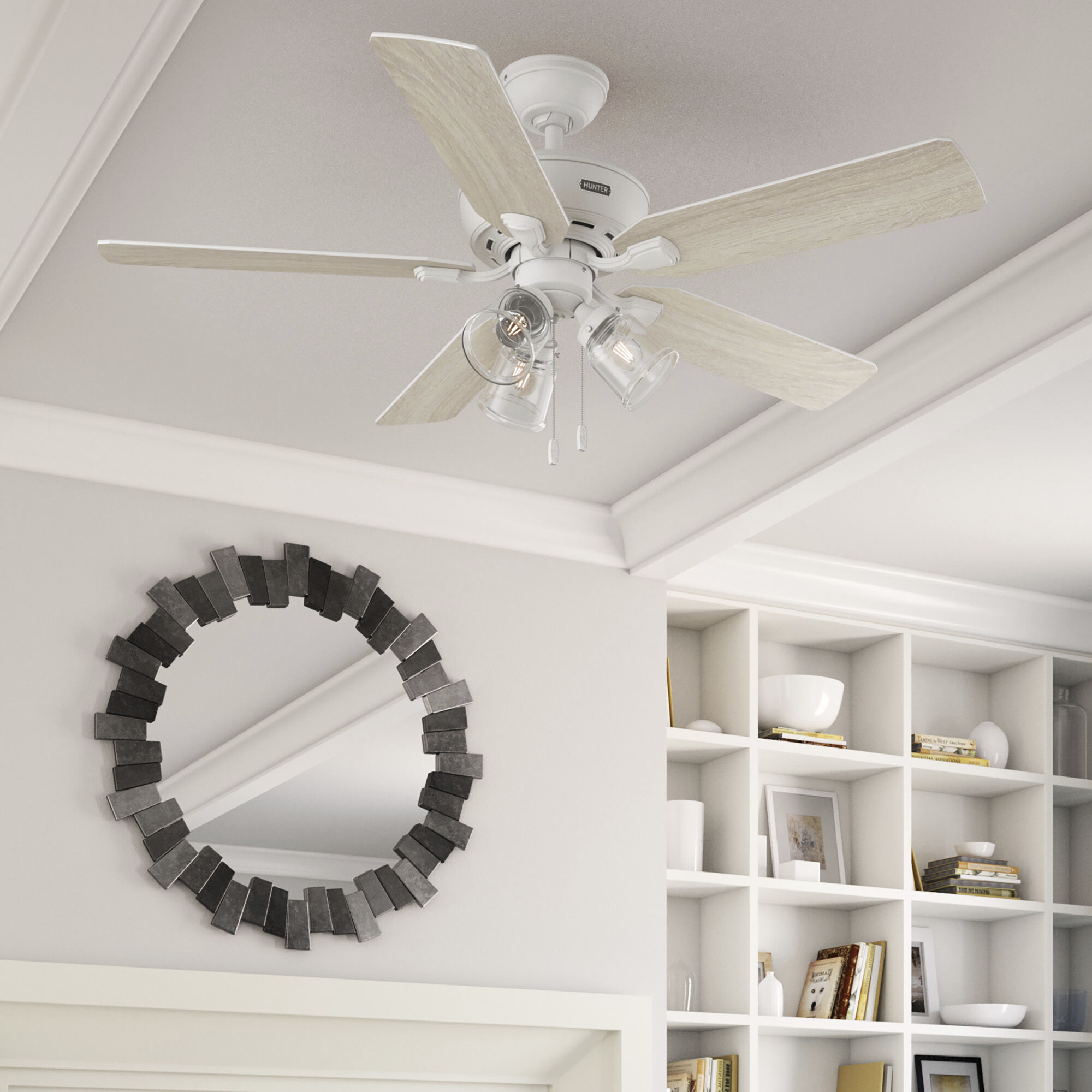 Rosner 52 inch Matte White with Light Oak/Fresh White Blades Ceiling Fan