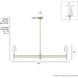 Camelia Stem 2 Light 53 inch Luxe Gold Linear Chandelier Ceiling Light, Large