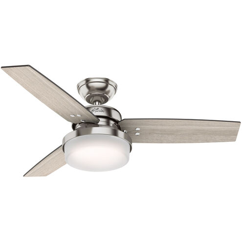 Sentinel 44 inch Brushed Nickel with Light Gray Oak/Greyed Walnut Blades Ceiling Fan