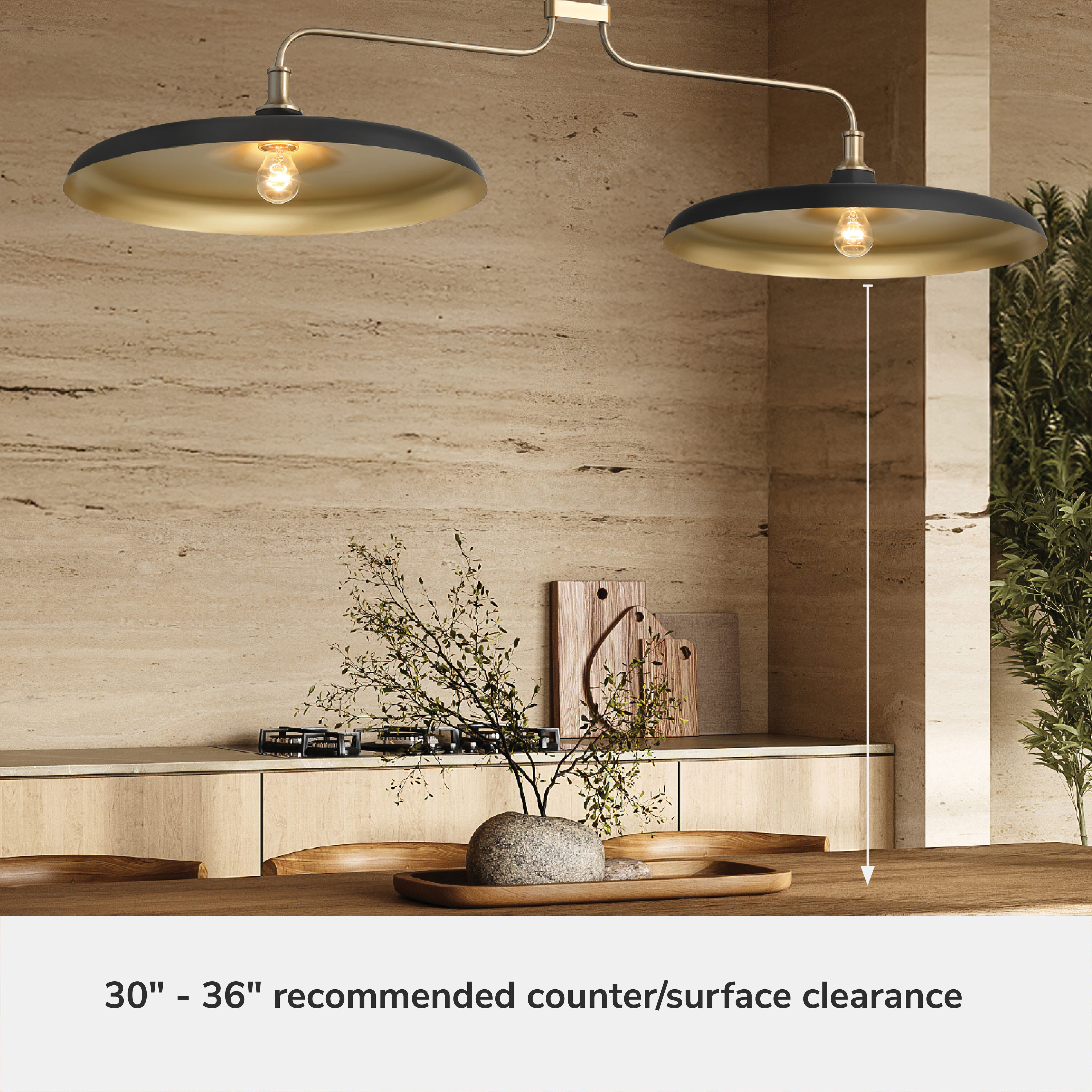 Moriso 2 Light 57 inch Matte Black and Modern Brass Linear Chandelier Ceiling Light, Large