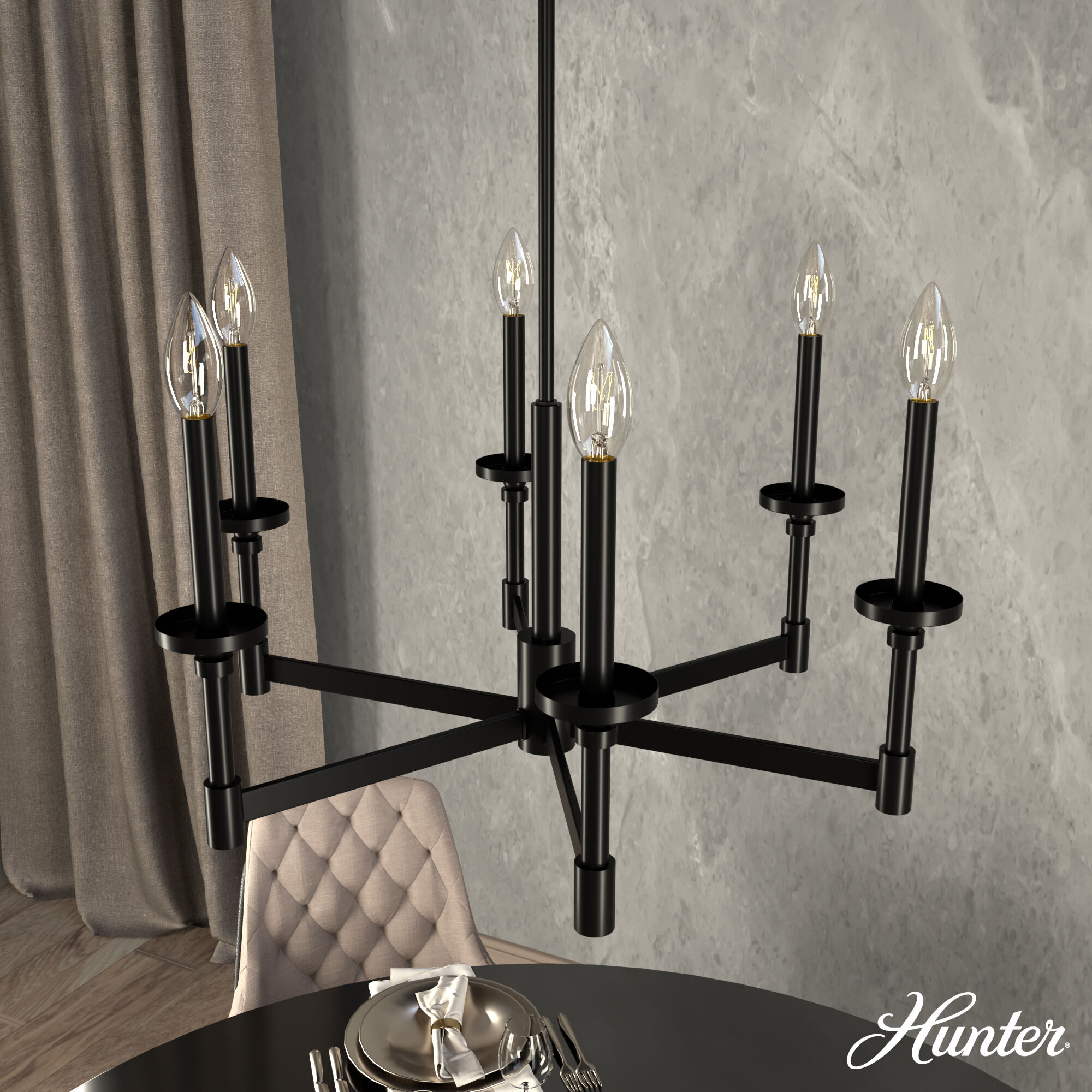 Briargrove 6 Light 27 inch Matte Black Single Tier Chandelier Ceiling Light