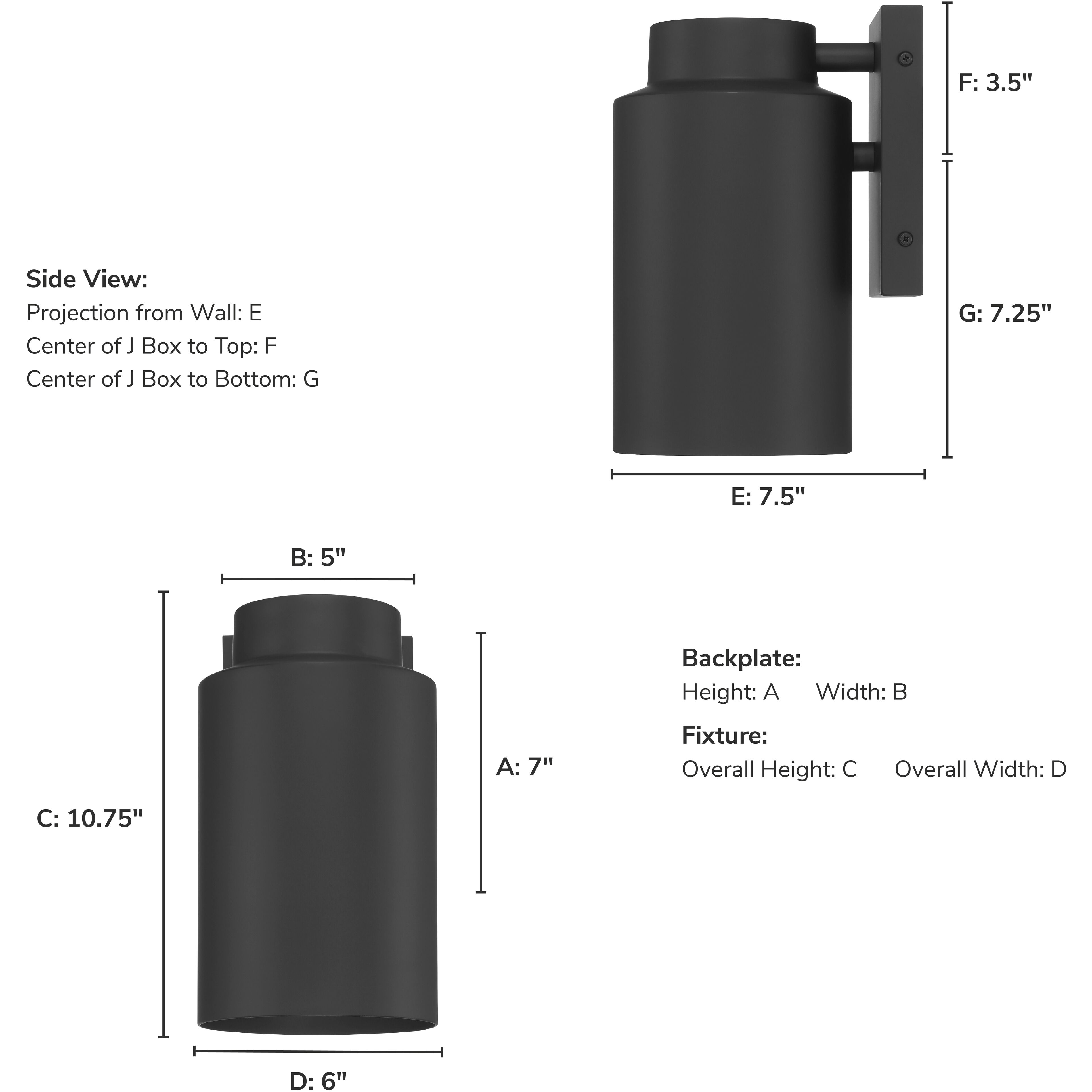 Kennicott 11 inch Matte Black Outdoor Wall Light, Small