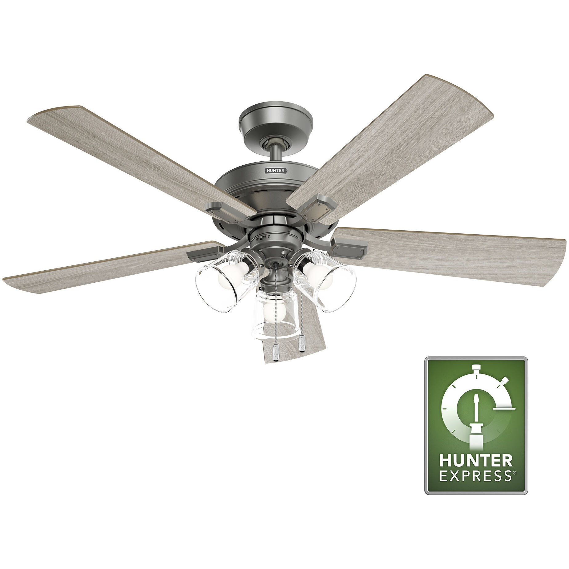 Crestfield 52 inch Matte Silver with Light Gray Oak/Warm Grey Oak Blades Ceiling Fan