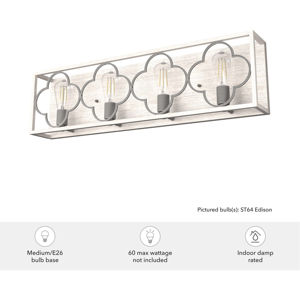 Gablecrest 4 Light 33 inch Distressed White and Painted Concrete Vanity Light Wall Light