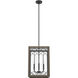 Chevron 4 Light 14 inch Rustic Iron and French Oak Lantern Pendant Ceiling Light, Small