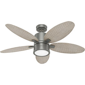 Amaryllis 52 inch Matte Silver with Brushed Gray Oak Blades Outdoor Ceiling Fan 