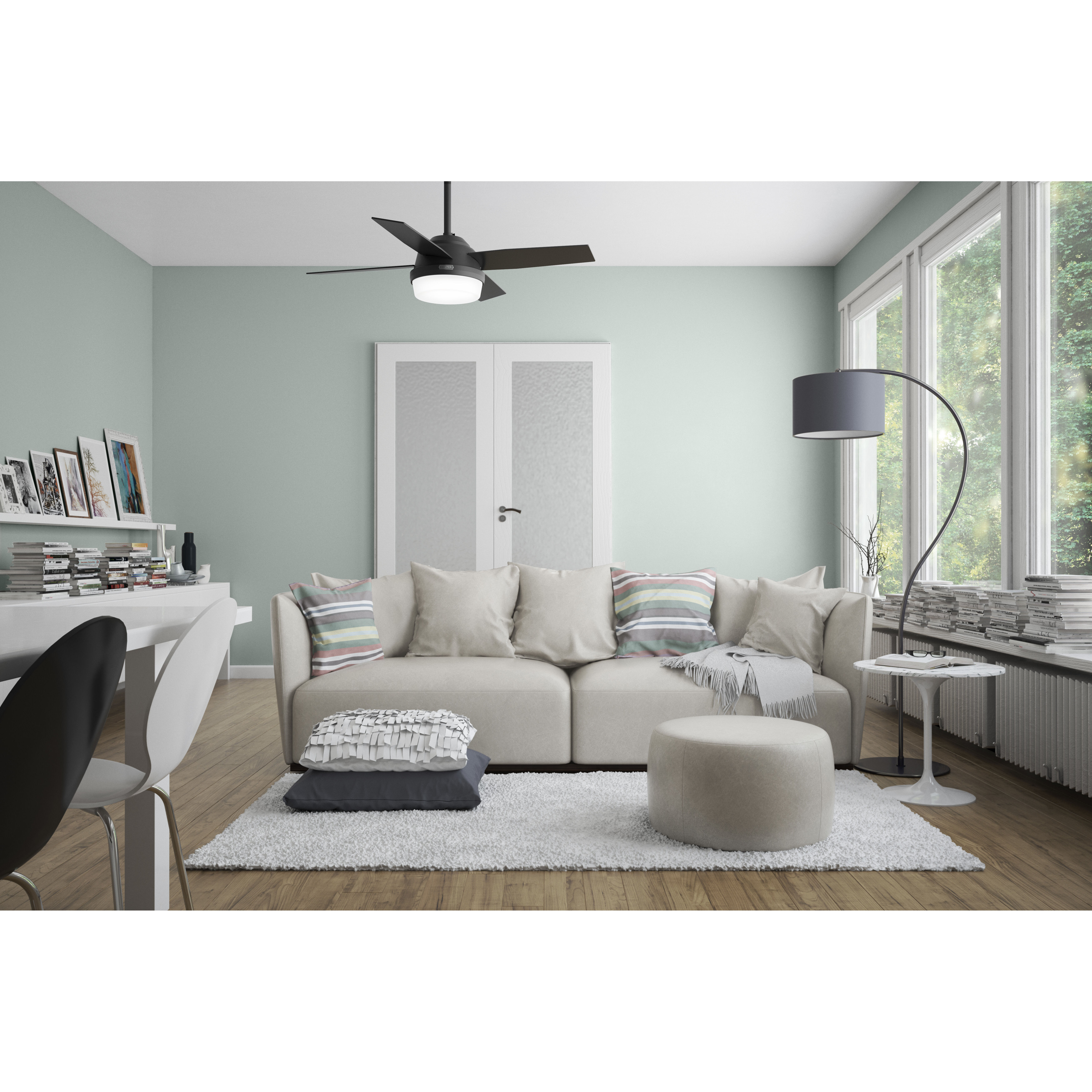 Dempsey 44 inch Matte Black with Matte Black/Dark Gray Oak Blades Ceiling Fan