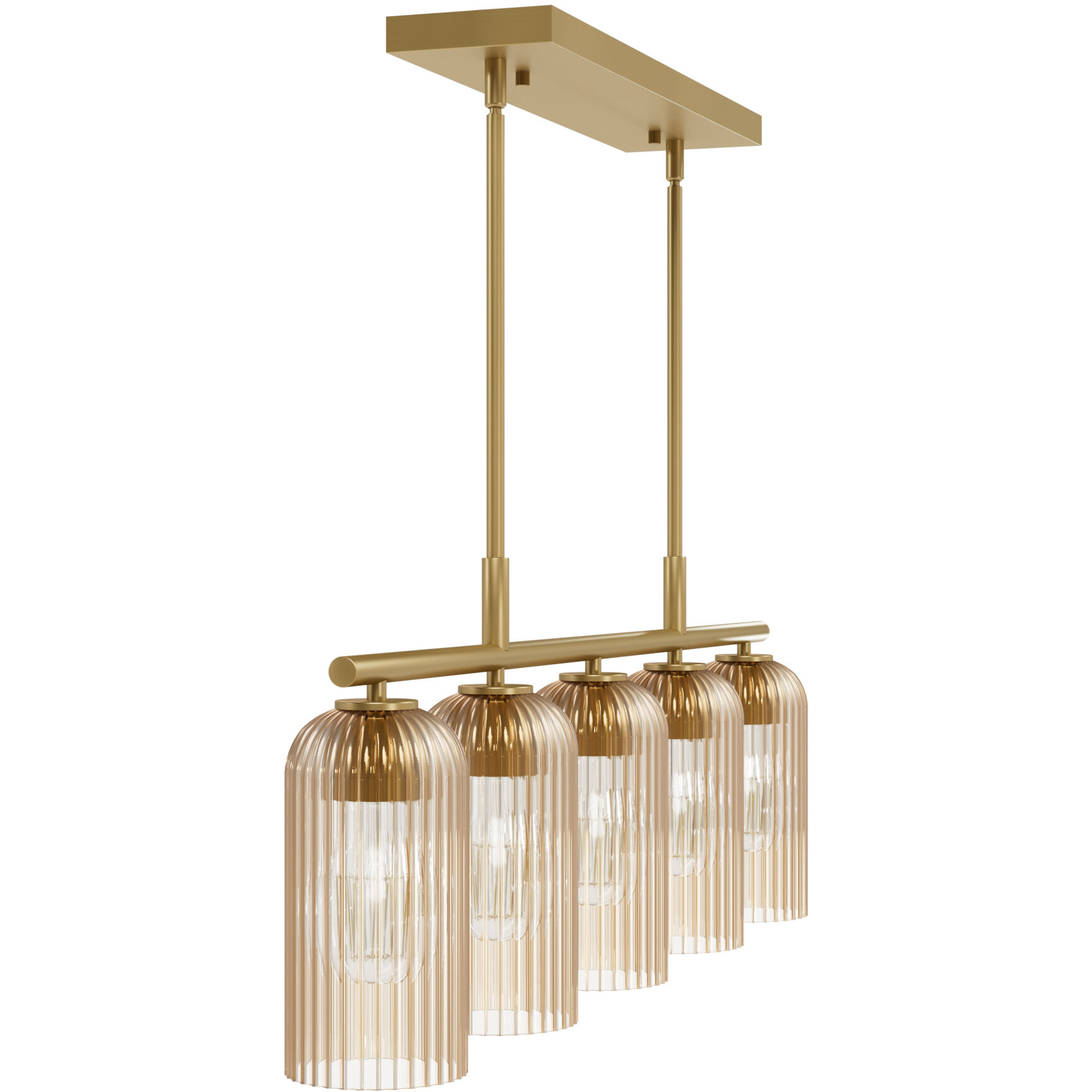 Beverly Glen 5 Light 36.5 inch Luxe Gold Linear Chandelier Ceiling Light, Medium