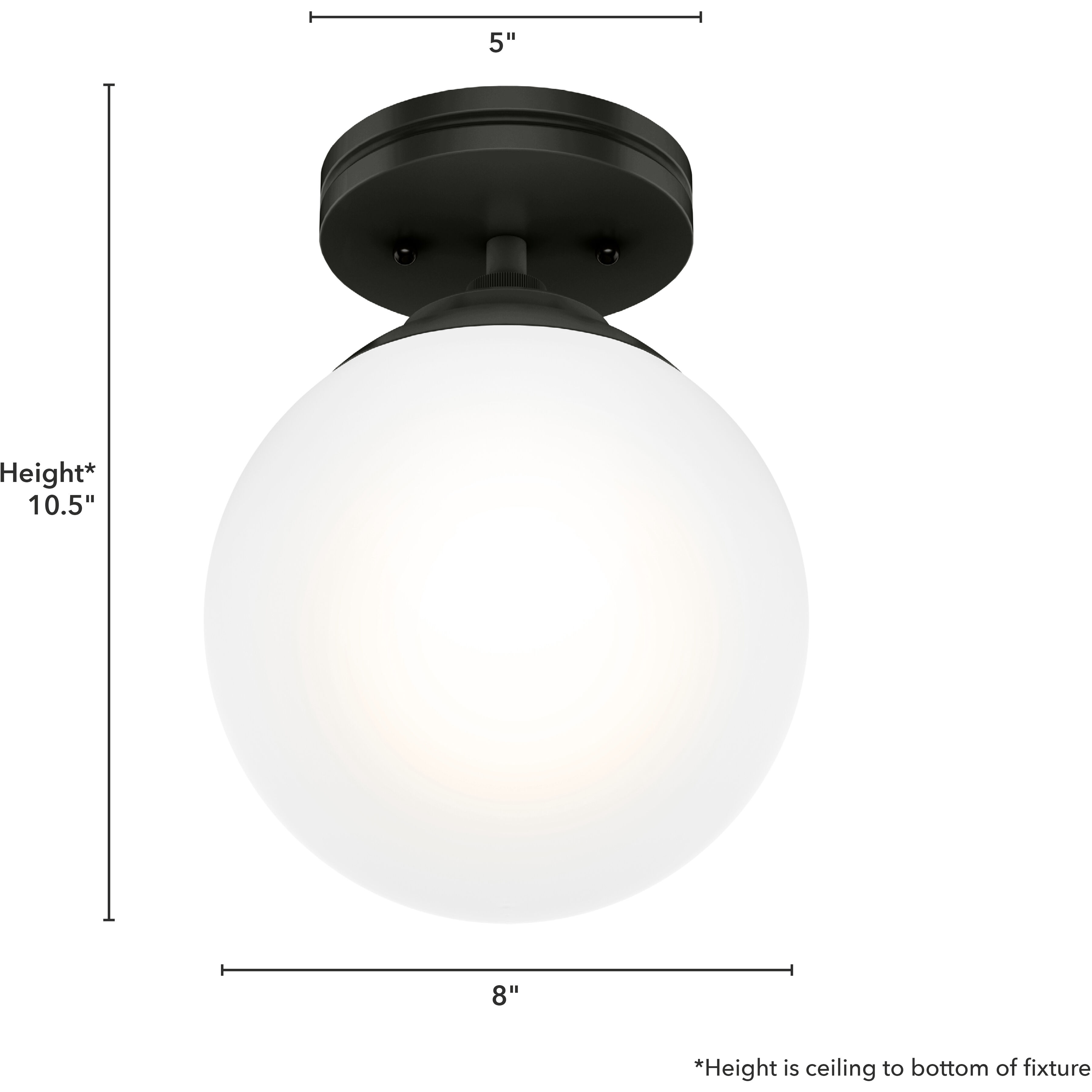 Hepburn 1 Light 8 inch Matte Black Semi-Flush Mount Ceiling Light, Small