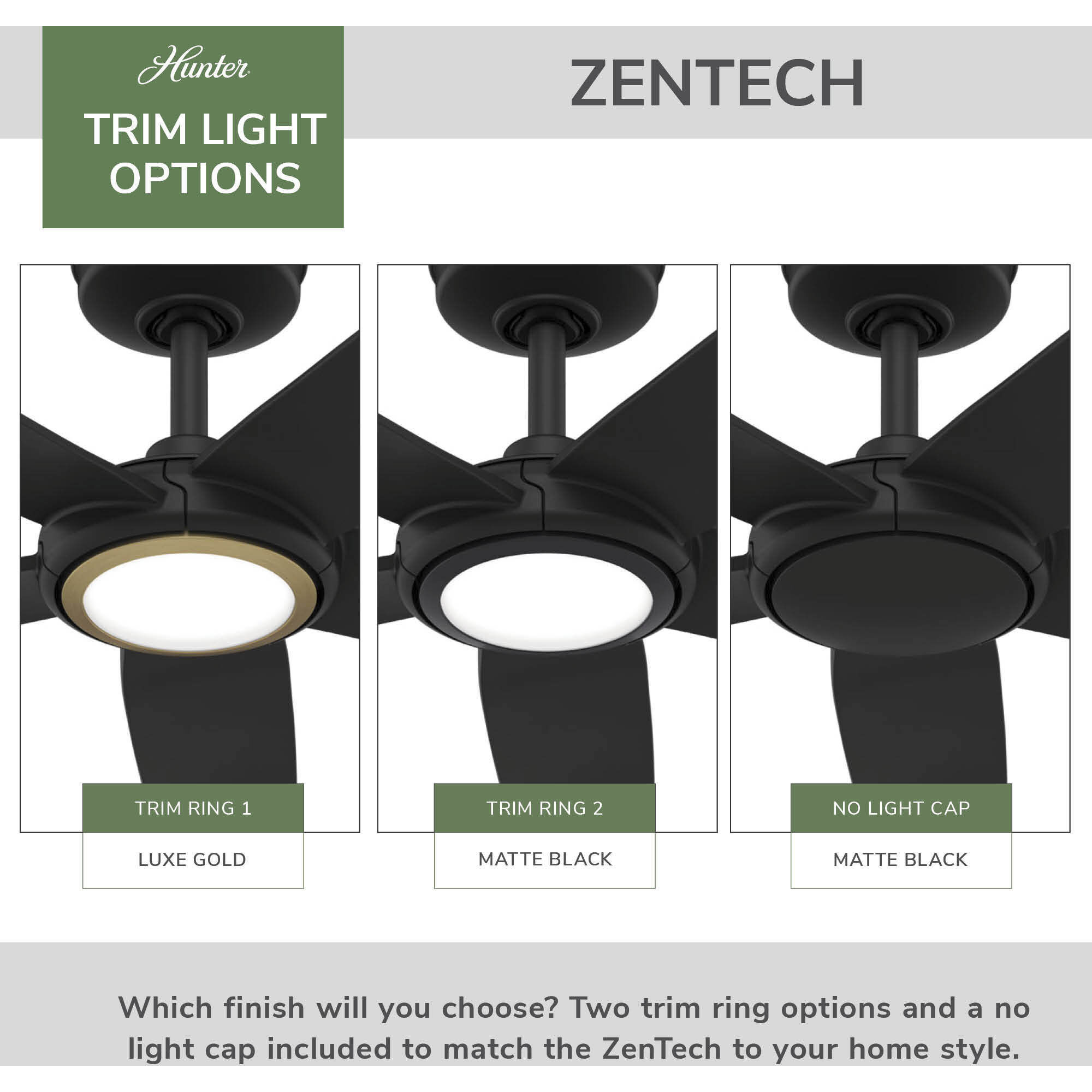 Zentech 44 inch Matte Black Outdoor Ceiling Fan
