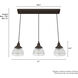 Cypress Grove 3 Light 31 inch Onyx Bengal Linear Cluster Pendant Ceiling Light