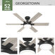Georgetown 52 inch Matte Black with Light Gray Oak Blades Ceiling Fan