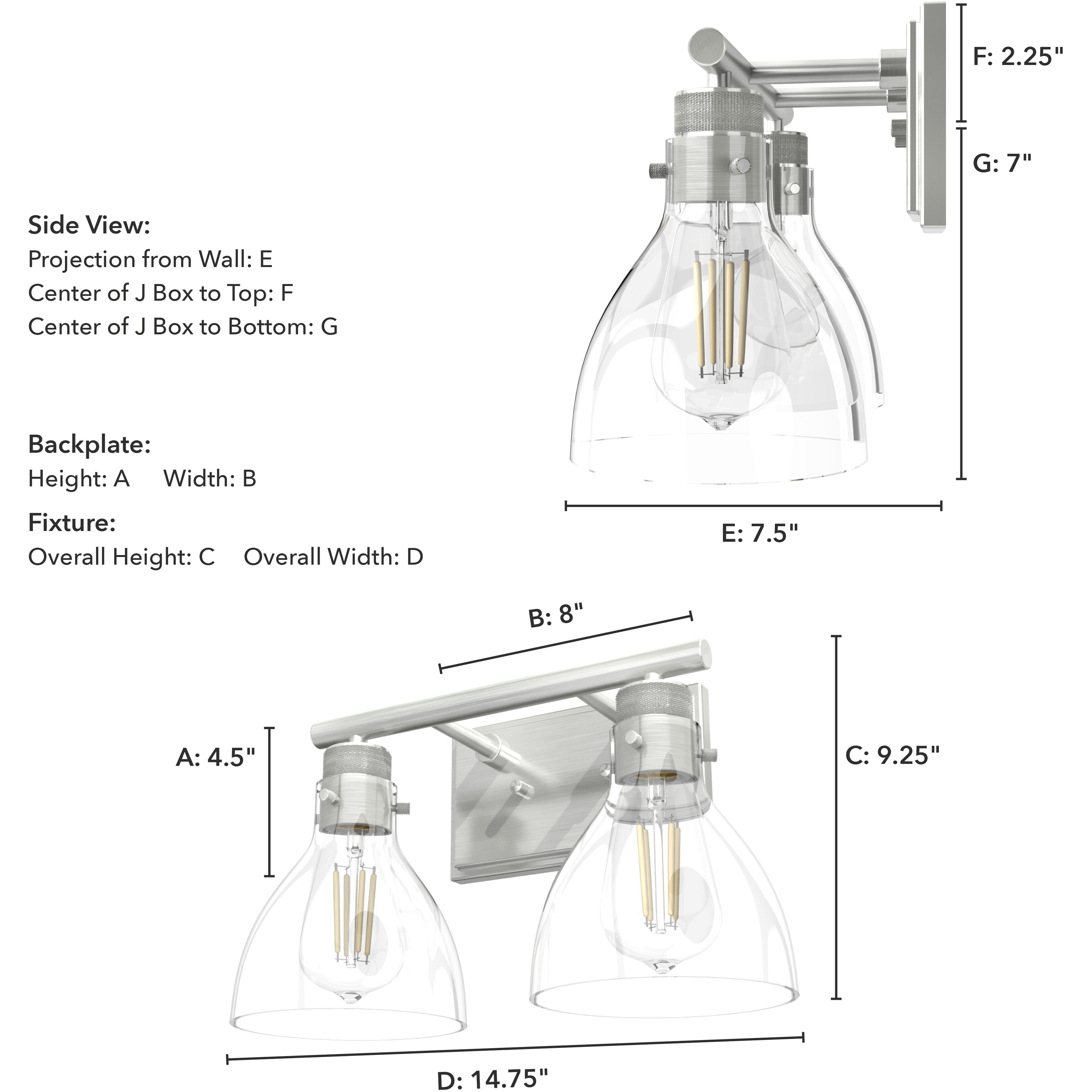 Van Nuys 2 Light 14.75 inch Brushed Nickel Vanity Light Wall Light